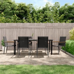 Sonata Set mobilier de grădină, 7 piese, negru, textilenă și oțel