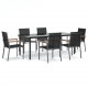 Sonata Set mobilier de grădină, 7 piese, negru, textilenă și oțel