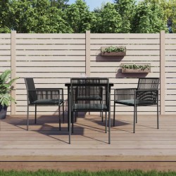 Sonata H Градински комплект 5 части с подложки черен полиратан и стомана - Seturi pentru exterior