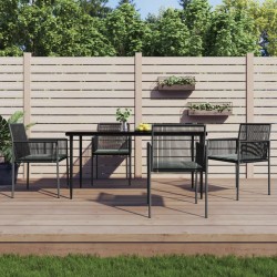 Sonata H Градински комплект 5 части с подложки черен полиратан и стомана - Seturi pentru exterior