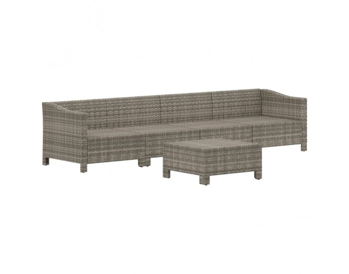 Sonata Set mobilier de grădină cu perne, 5 piese, gri, poliratan
