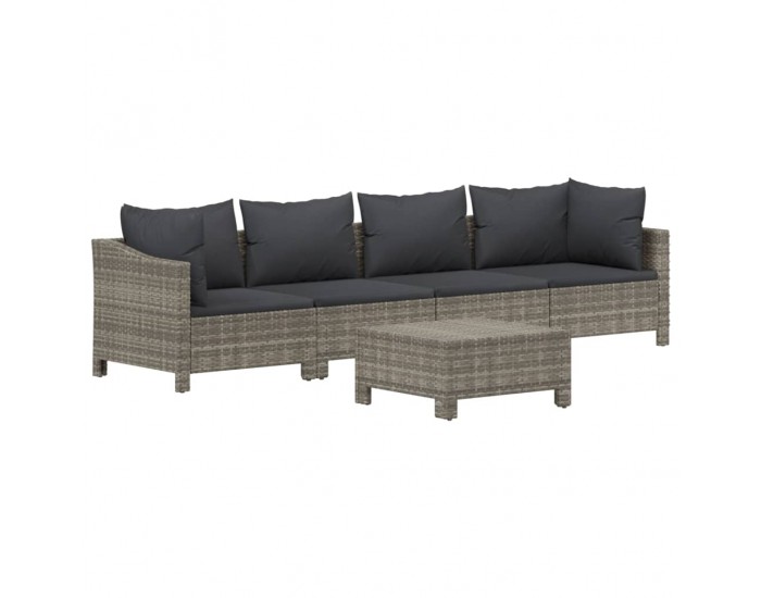 Sonata Set mobilier de grădină cu perne, 5 piese, gri, poliratan