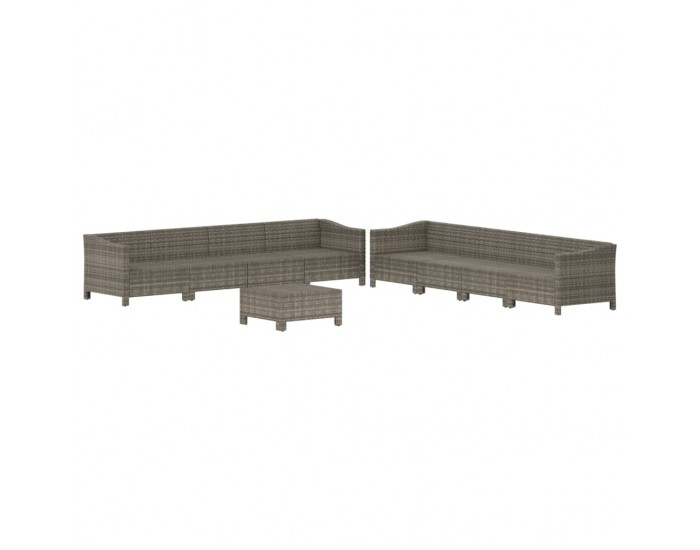 Sonata Set mobilier de grădină cu perne, 9 piese, gri, poliratan