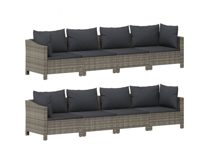 Sonata Set mobilier de grădină cu perne, 9 piese, gri, poliratan
