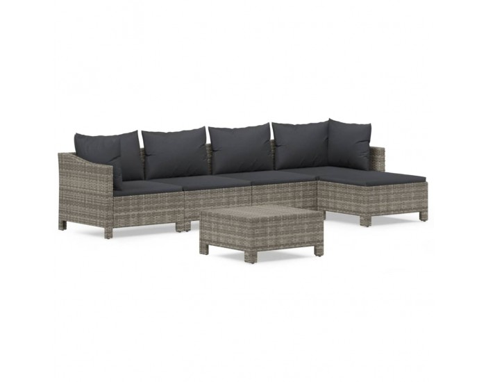Sonata Set mobilier de grădină cu perne, 6 piese, gri, poliratan