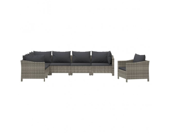 Sonata Set mobilier de grădină cu perne, 7 piese, gri, poliratan