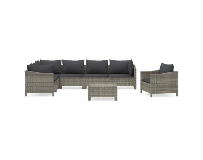 Sonata Set mobilier de grădină cu perne, 8 piese, gri, poliratan