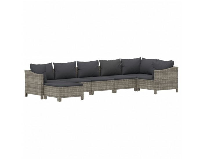Sonata Set mobilier de grădină cu perne, 7 piese, gri, poliratan