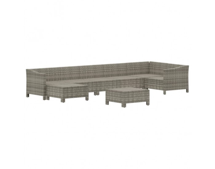 Sonata Set mobilier de grădină cu perne, 8 piese, gri, poliratan