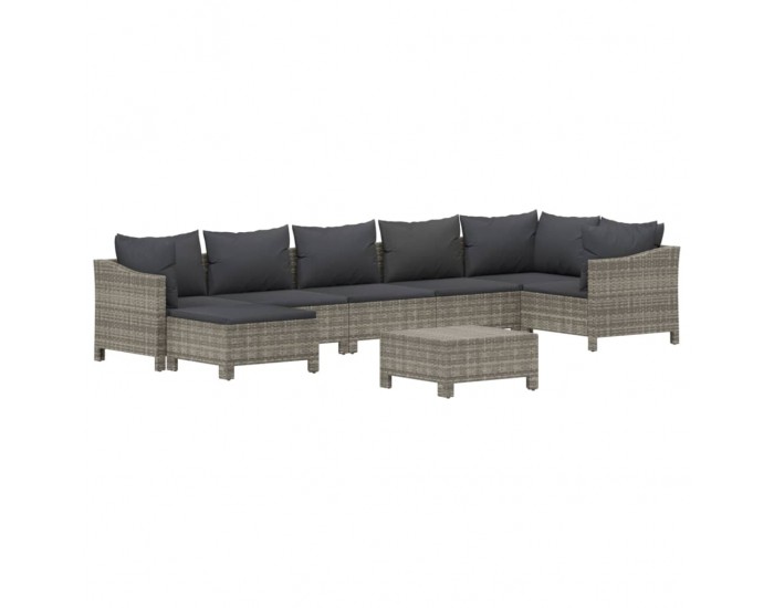 Sonata Set mobilier de grădină cu perne, 8 piese, gri, poliratan