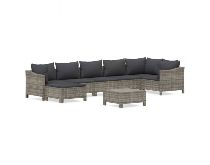 Sonata Set mobilier de grădină cu perne, 8 piese, gri, poliratan