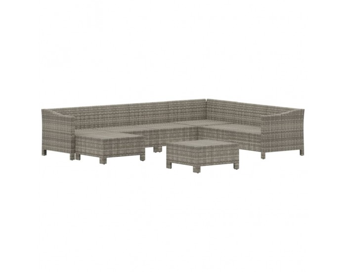Sonata Set mobilier de grădină cu perne, 8 piese, gri, poliratan