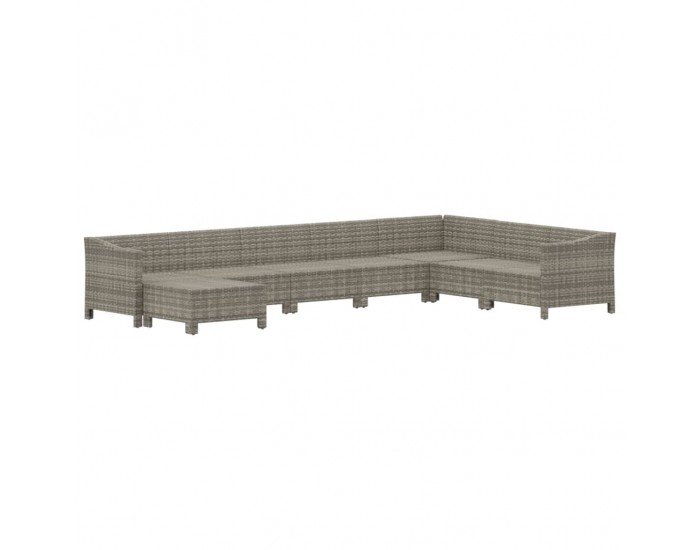 Sonata Set mobilier de grădină cu perne, 8 piese, gri, poliratan