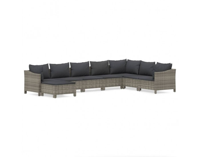 Sonata Set mobilier de grădină cu perne, 8 piese, gri, poliratan