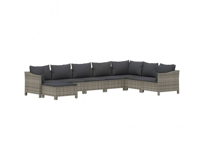 Sonata Set mobilier de grădină cu perne, 8 piese, gri, poliratan