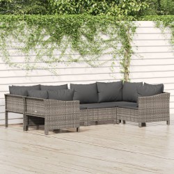 Sonata Set mobilier de grădină cu perne, 6 piese, gri, poliratan