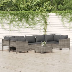 Sonata H Градински комплект с възглавници, 8 части, полиратан, сив - Seturi pentru exterior