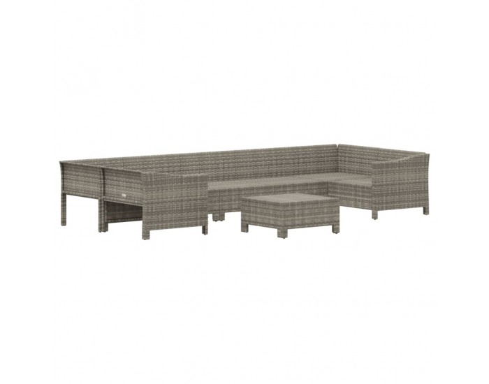Sonata Set mobilier de grădină cu perne, 8 piese, gri, poliratan
