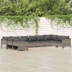 Sonata H Градински комплект с възглавници, 10 части, сив, полиратан - Seturi pentru exterior