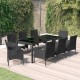 Sonata Set mobilier de grădină cu perne, 9 piese, negru, poliratan