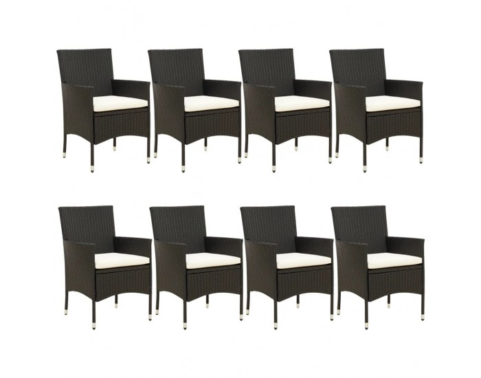 Sonata Set mobilier de grădină cu perne, 9 piese, negru, poliratan