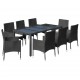 Sonata Set mobilier de grădină cu perne, 9 piese, negru, poliratan