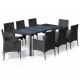 Sonata Set mobilier de grădină cu perne, 9 piese, negru, poliratan