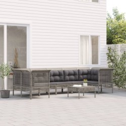 Sonata H Градински комплект с възглавници, 8 части, полиратан, сив - Seturi pentru exterior