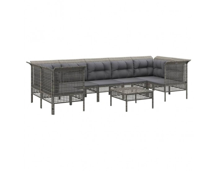 Sonata Set mobilier de grădină cu perne, 8 piese, gri, poliratan