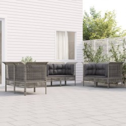 Sonata H Градински комплект с възглавници, 6 части, полиратан, сив - Seturi pentru exterior