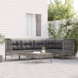 Sonata H Градински комплект с възглавници, 6 части, полиратан, сив - Seturi pentru exterior