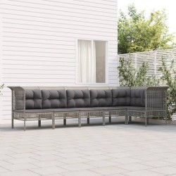 Sonata H Градински комплект с възглавници, 6 части, полиратан, сив - Seturi pentru exterior