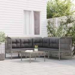 Sonata H Градински комплект с възглавници, 6 части, полиратан, сив - Seturi pentru exterior