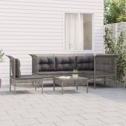 Sonata H Градински комплект с възглавници, 6 части, полиратан, сив - Seturi pentru exterior