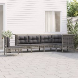 Sonata Set mobilier de grădină cu perne, 6 piese, gri, poliratan
