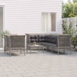 Sonata H Градински комплект с възглавници, 8 части, полиратан, сив - Seturi pentru exterior