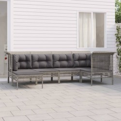 Sonata Set mobilier de grădină cu perne, 6 piese, gri, poliratan