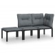 Sonata Set mobilier de grădină cu perne, 3 piese, negru/gri, poliratan