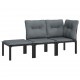 Sonata Set mobilier de grădină cu perne, 3 piese, negru/gri, poliratan