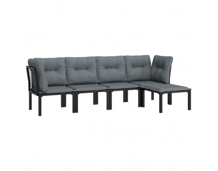 Sonata Set mobilier de grădină, 5 piese, negru/gri, poliratan