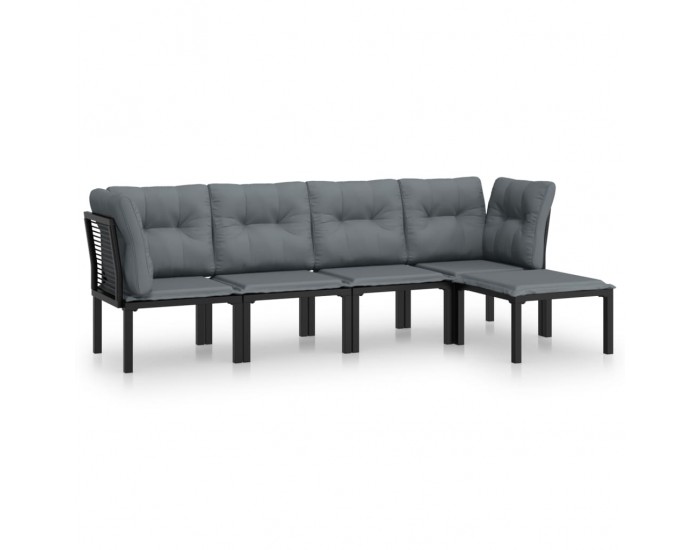 Sonata Set mobilier de grădină, 5 piese, negru/gri, poliratan