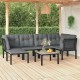 Sonata Set mobilier de grădină, 7 piese, negru și gri, poliratan