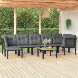Sonata H Градински лаундж комплект, 8 части, черно и сиво, полиратан - Seturi pentru exterior