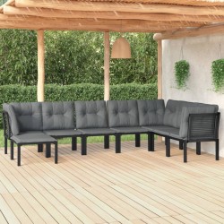 Sonata H Градински лаундж комплект, 8 части, черно и сиво, полиратан - Seturi pentru exterior