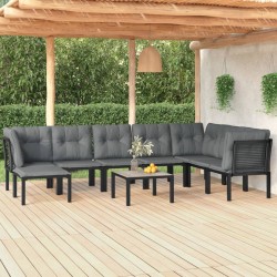 Sonata H Градински лаундж комплект, 9 части, черно и сиво, полиратан - Seturi pentru exterior