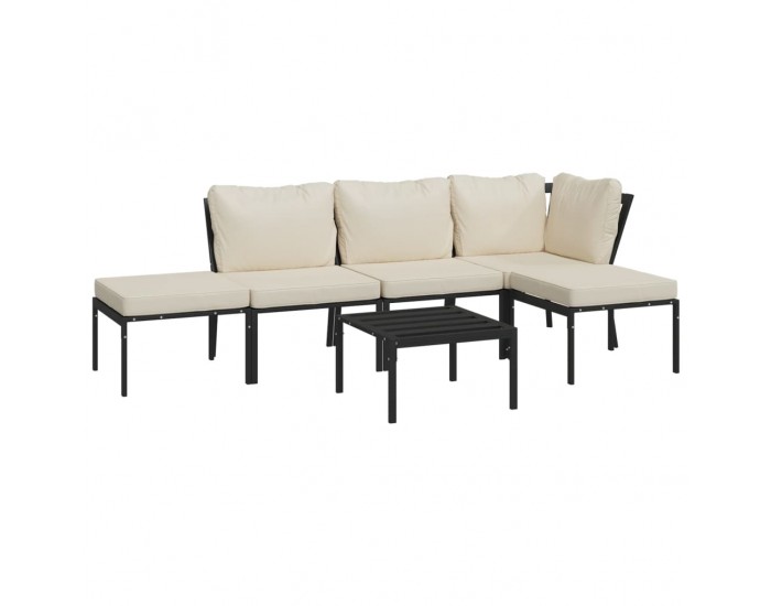 Sonata Set mobilier de grădină cu perne nisipii, 6 piese, oțel