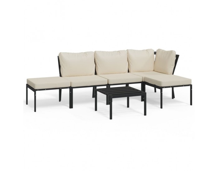 Sonata Set mobilier de grădină cu perne nisipii, 6 piese, oțel