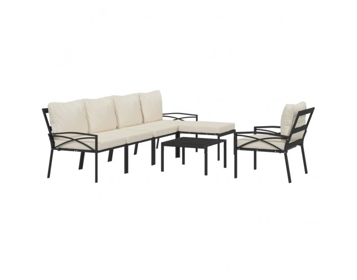 Sonata Set mobilier de grădină cu perne nisipii, 7 piese, oțel
