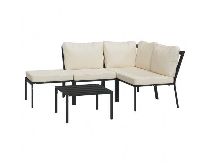 Sonata Set mobilier de grădină cu perne nisipii, 5 piese, oțel