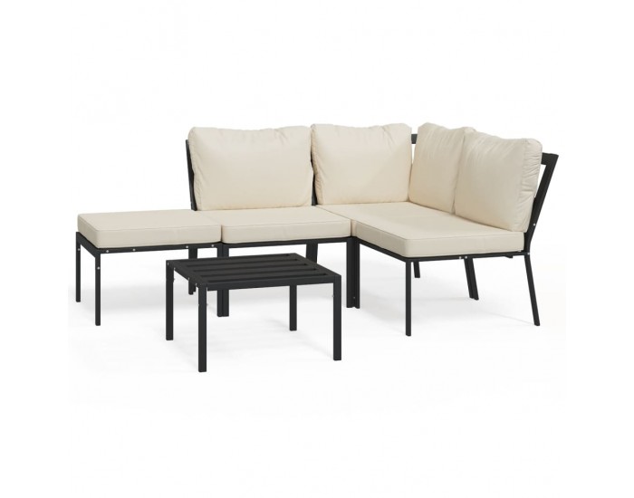 Sonata Set mobilier de grădină cu perne nisipii, 5 piese, oțel